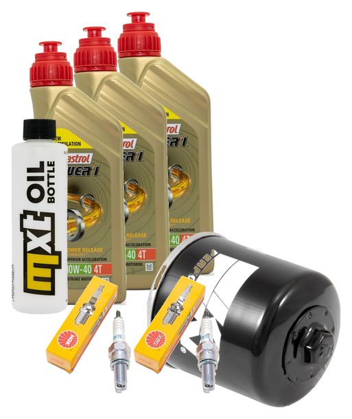 Paquete de inspección 3L 10W-40 + filtro de aceite + 2 bujías para Kawasaki VN Classic 800 ccm Año 2000