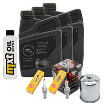 Kit d'inspection 3L 10W-40 + filtre à huile + 2 bougies pour Kawasaki VN Classic 800 ccm Année 2000