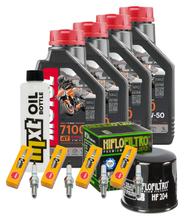 Pacchetto di ispezione 4L 10W-50 + filtro olio + 4x candela per Kawasaki Z 1000 ccm Anno 2003 - 2005