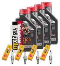 Inspectiepakket 4L 10W-50 + Oliefilter + 4x Bougie voor Kawasaki Z 1000 ccm Bj. 2003 - 2005