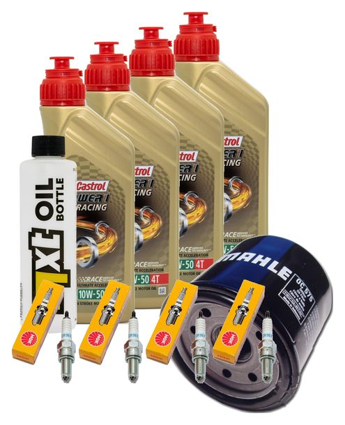 Inspektionspaket 4L 10W-50 + Ölfilter + 4x Zündkerze für Kawasaki Z 1000 ccm Bj. 2006