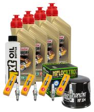 Inspectiepakket 4L 10W-50 + oliefilter + 4x bougie voor Kawasaki Z 1000 ccm Bj. 2006