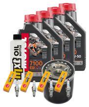 Pacchetto di ispezione 4L 10W-50 + filtro olio + 4x candela per Kawasaki Z 1000 ccm Anno 2006