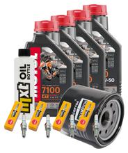 Inspektionspaket 4L 10W-50 + Ölfilter + 4x Zündkerze für Kawasaki Z 1000 ccm Bj. 2006