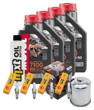 Inspektionspaket 4L 10W-50 + Ölfilter + 4x Zündkerze für Kawasaki Z 1000 ccm Bj. 2006
