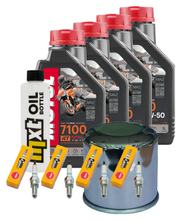 Paquete de inspección 4L 10W-50 + filtro de aceite + 4 bujías para Kawasaki Z 1000 ccm Año 2006