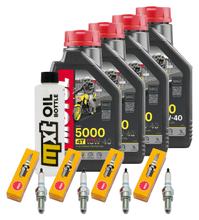 Pacchetto di ispezione 4L 10W-40 + filtro olio + 4x candela per Kawasaki Z S 750 ccm Anno 2004