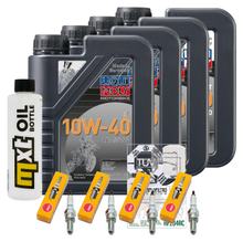 Inspectie Pakket 4L 10W-40 + Oliefilter + 4x Bougie voor Kawasaki Z S 750 ccm Bj. 2005 - 2006