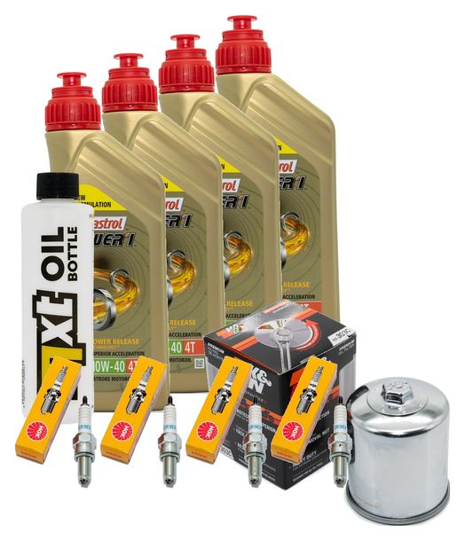 Paquete de inspección 4L 10W-40 + filtro de aceite + 4 bujías para Kawasaki Z ABS 750 ccm Año 2007 - 2011
