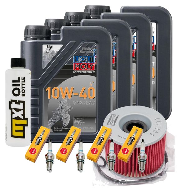 Paquete de inspección 4L 10W-40 + filtro de aceite + 4 bujías para Kawasaki ZR-7 750 ccm Año 2000