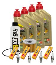 Inspection package 4L 10W-40 + oil filter + 4x spark plug for Kawasaki ZR-7 750 ccm Year 2000