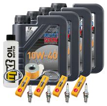 Kit d'inspection 4L 10W-40 + filtre à huile + 4x bougie pour Kawasaki ZR-7 750 ccm Année 2000
