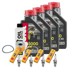 Inspectiepakket 4L 10W-40 + Oliefilter + 4x Bougie voor Kawasaki ZR-7 S 750 cc Bj. 2001 - 2002