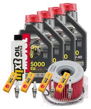 Inspectiepakket 4L 10W-40 + Oliefilter + 4x Bougie voor Kawasaki ZR-7 S 750 cc Bj. 2001 - 2002