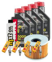 Inspectiepakket 4L 10W-40 + Oliefilter + 4x Bougie voor Kawasaki ZR-7 S 750 cc Bj. 2001 - 2002