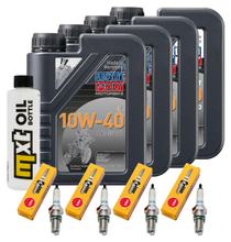 Kit d'inspection 4L 10W-40 + filtre à huile + 4x bougie pour Kawasaki ZR-7 S 750 ccm Année 2001 - 2002
