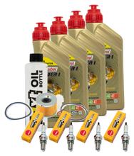 Inspection package 4L 10W-40 + oil filter + 4x spark plug for Kawasaki ZR-7 S 750 ccm Year 2001 - 2002