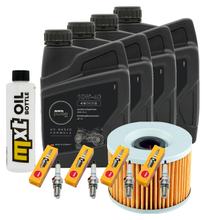 Inspection package 4L 10W-40 + oil filter + 4x spark plug for Kawasaki ZR-7 S 750 ccm Year 2001 - 2002