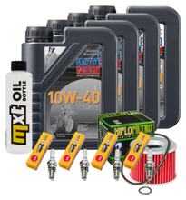Kit d'inspection 4L 10W-40 + filtre à huile + 4x bougie pour Kawasaki ZR-7 S 750 ccm Année 2004