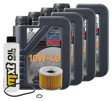 Kit d'inspection 4L 10W-40 + filtre à huile + 4x bougie pour Kawasaki ZR-7 S 750 ccm Année 2004