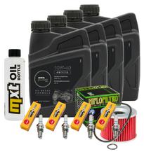 Paquete de inspección 4L 10W-40 + filtro de aceite + 4 bujías para Kawasaki ZR-7 S 750 ccm Año 2005