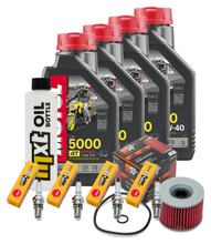 Inspectiepakket 4L 10W-40 + Oliefilter + 4x Bougie voor Kawasaki ZR-7 S 750 cc Bauwjaar 2005