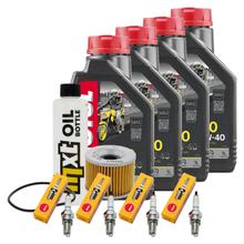Inspectiepakket 4L 10W-40 + Oliefilter + 4x Bougie voor Kawasaki ZR-7 S 750ccm Bj. 2003
