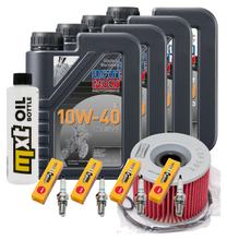Kit d'inspection 4L 10W-40 + filtre à huile + 4x bougie pour Kawasaki ZR-7 S 750 ccm Année 2003