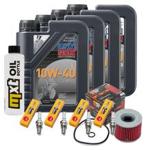 Paquete de inspección 4L 10W-40 + filtro de aceite + 4 bujías para Kawasaki ZR-7 S 750 ccm Año 2003