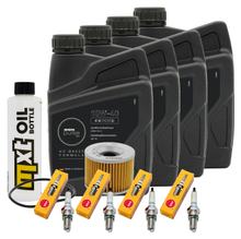 Paquete de inspección 4L 10W-40 + filtro de aceite + 4 bujías para Kawasaki ZR-7 S 750 ccm Año 2003