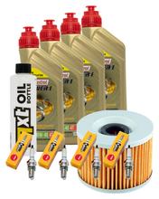 Paquete de inspección 4L 10W-40 + filtro de aceite + 4 bujías para Kawasaki ZR-7 S 750 ccm Año 2003