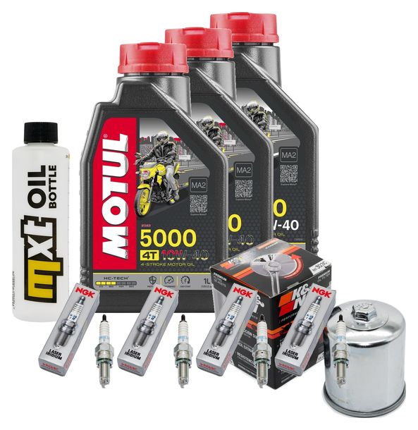 Inspektionspaket 3L 10W-40 + Ölfilter + 4x Zündkerze für Kawasaki ZX-10R 1000 ccm Bj. 2004 - 2005