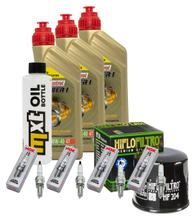 Kit d'inspection 3L 10W-40 + filtre à huile + 4x bougie pour Kawasaki ZX-10R 1000 ccm Année 2004 - 2005