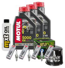 Kit d'inspection 3L 10W-40 + filtre à huile + 4x bougie pour Kawasaki ZX-10R 1000 ccm Année 2004 - 2005