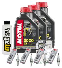 Inspectiepakket 3L 10W-40 + Oliefilter + 4x Bougie voor Kawasaki ZX-10R 1000 ccm Bj. 2004 - 2005