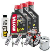 Inspectiepakket 3L 10W-40 + Oliefilter + 4x Bougie voor Kawasaki ZX-10R 1000 ccm Bj. 2004 - 2005