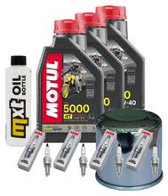 Kit d'inspection 3L 10W-40 + filtre à huile + 4x bougie pour Kawasaki ZX-10R 1000 ccm Année 2004 - 2005
