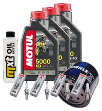 Kit d'inspection 3L 10W-40 + filtre à huile + 4x bougie pour Kawasaki ZX-10R 1000 ccm Année 2004 - 2005