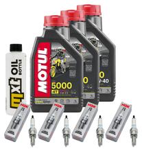 Pacchetto di ispezione 3L 10W-40 + filtro olio + 4x candela per Kawasaki ZX-10R 1000 ccm Anno 2004 - 2005