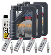 Inspektionspaket 3L 10W-40 + Ölfilter + 4x Zündkerze für Kawasaki ZX-10R 1000 ccm Bj. 2004 - 2005