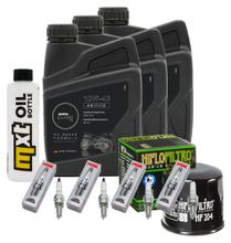 Kit d'inspection 3L 10W-40 + filtre à huile + 4x bougie pour Kawasaki ZX-10R 1000 ccm Année 2004 - 2005