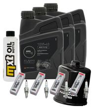 Inspektionspaket 3L 10W-40 + Ölfilter + 4x Zündkerze für Kawasaki ZX-10R 1000 ccm Bj. 2004 - 2005