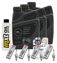 Paquete de inspección 3L 10W-40 + filtro de aceite + 4 bujías para Kawasaki ZX-10R 1000 ccm Año 2004 - 2005