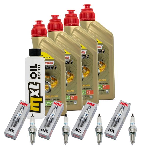 Inspektionspaket 4L 10W-40 + Ölfilter + 4x Zündkerze für Kawasaki ZX-10R 1000 ccm Bj. 2006 - 2007