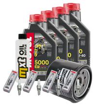Pacchetto di ispezione 4L 10W-40 + filtro olio + 4x candela per Kawasaki ZX-10R 1000 ccm Anno 2006 - 2007