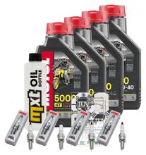 Inspectiekit 4L 10W-40 + Oliefilter + 4x Bougie voor Kawasaki ZX-10R 1000 ccm Bauwjaar 2006 - 2007