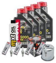 Inspectiekit 4L 10W-40 + Oliefilter + 4x Bougie voor Kawasaki ZX-10R 1000 ccm Bauwjaar 2006 - 2007