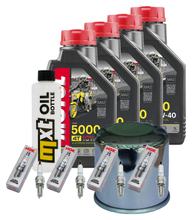 Kit d'inspection 4L 10W-40 + filtre à huile + 4x bougie pour Kawasaki ZX-10R 1000 ccm Année 2006 - 2007