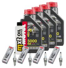 Kit d'inspection 4L 10W-40 + filtre à huile + 4x bougie pour Kawasaki ZX-10R 1000 ccm Année 2006 - 2007