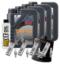 Kit d'inspection 4L 10W-40 + filtre à huile + 4x bougie pour Kawasaki ZX-10R 1000 ccm Année 2006 - 2007